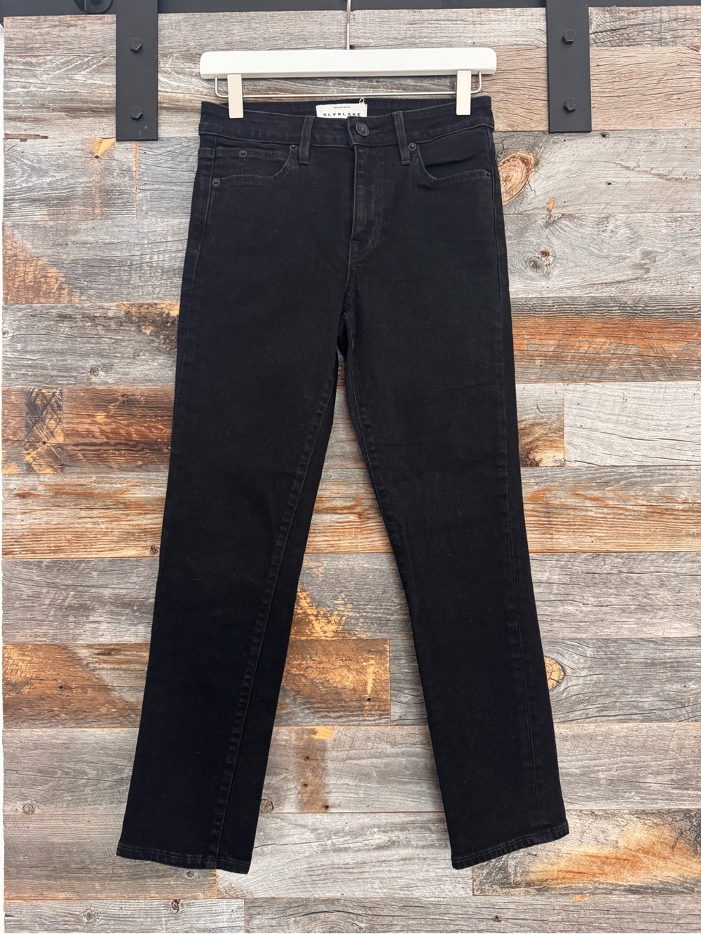 SLVRLAKE Lou Lou Cropped Black Straight Leg Jeans
